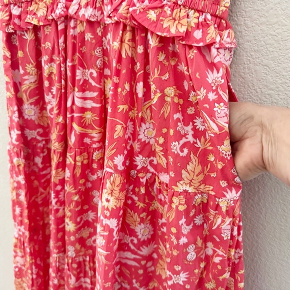 J. Crew Ruffle Trim Tiered Maxi Dress XS Petite Sunny Blooms Coral Cottage NWT - Picture 11 of 14